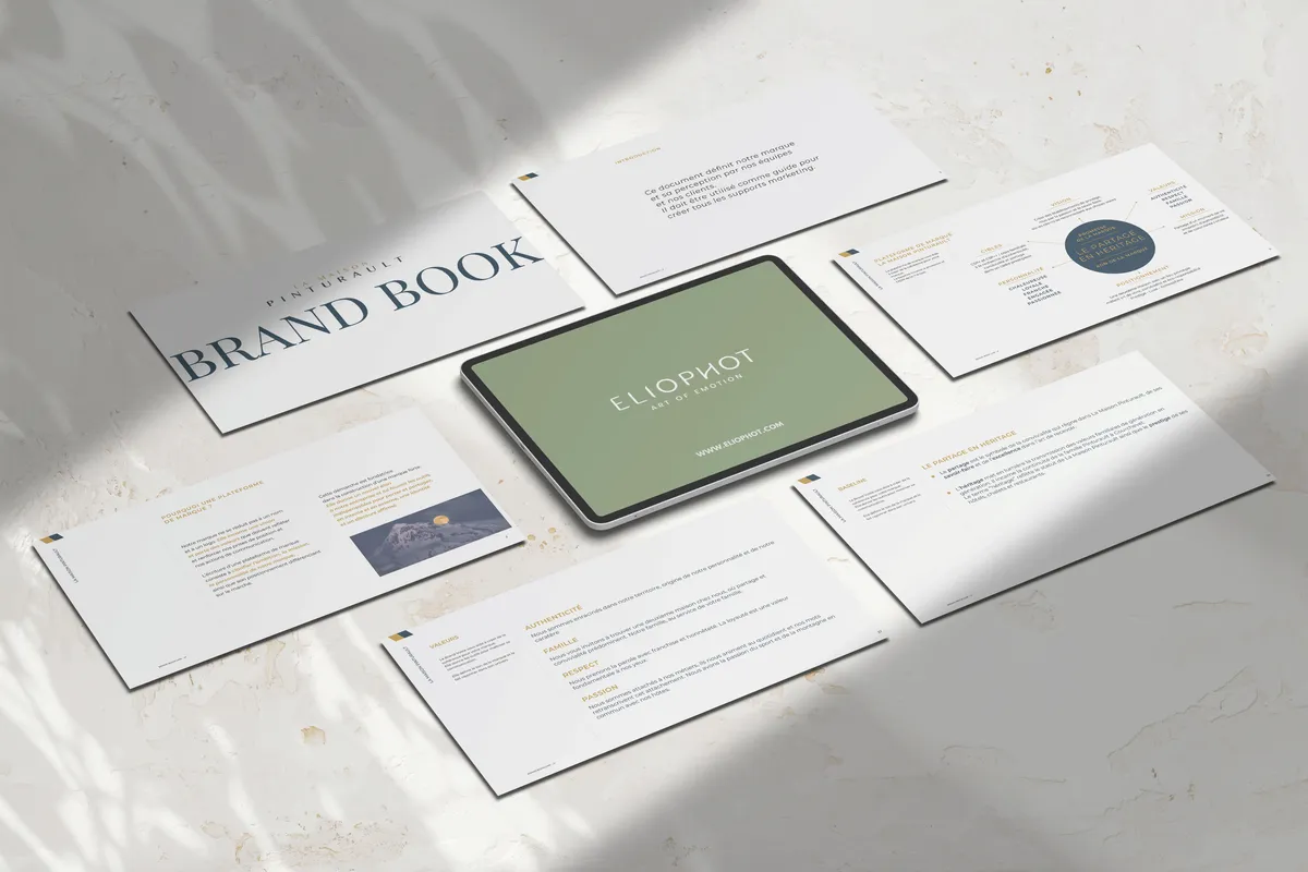<p>mockup du brand book de la maison pinturault</p>
