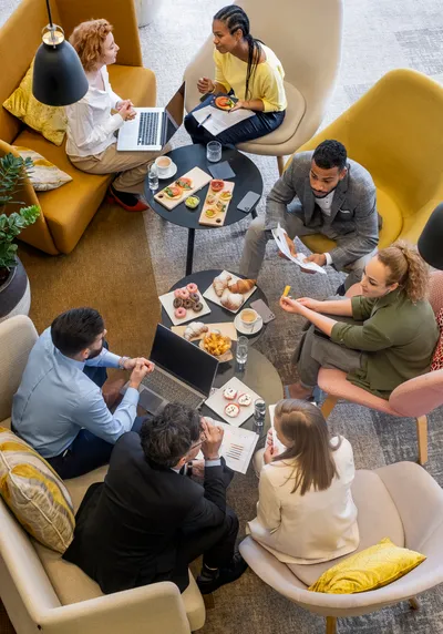Business people having a brunch meeting
