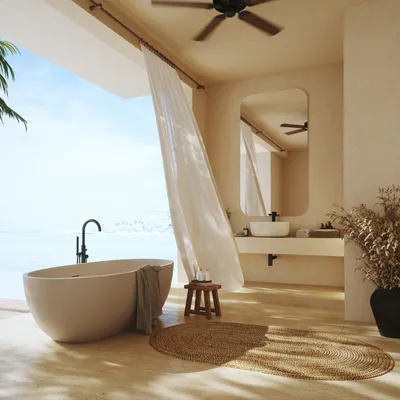 Serene Bathroom On Tropical Island